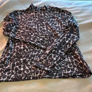 Studio Works Black and White Animal Print Long Sleeve Top